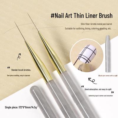 Translucent Gray Ultra-Fine Nail Art Liner Brush Pen for French Style Line Drawing and Blending