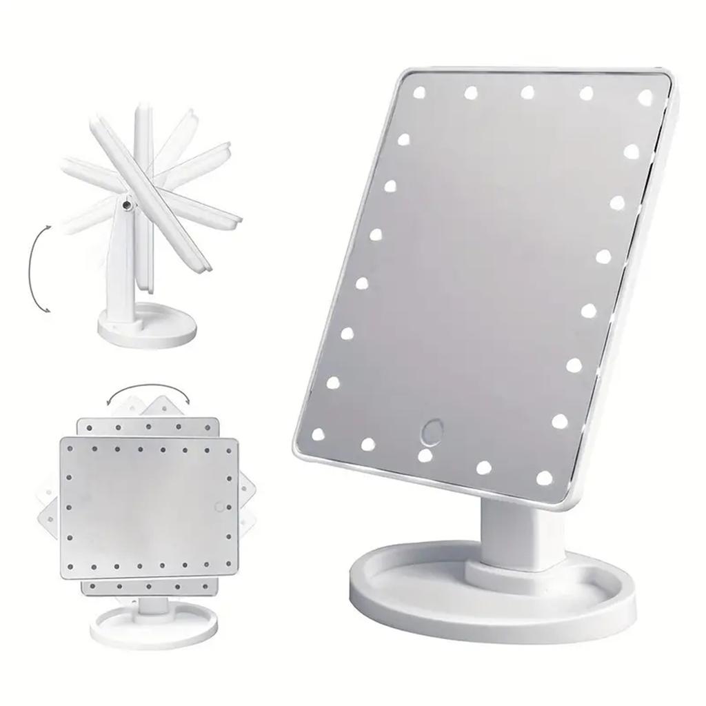 1 Polished Battery Powered LED Makeup Mirror Low Sensitivity Luminous Makeup Mirror with 180 ° Rotation and Touch Screen