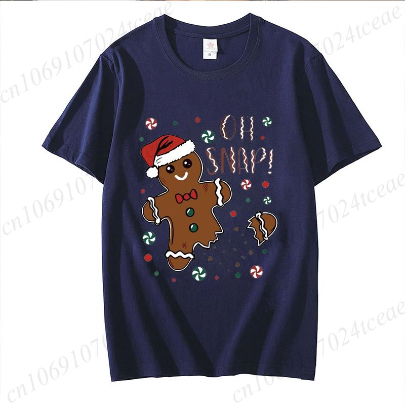 OH SNAP Print Summer TShirts Tops Gingerbread Christmas Design Unisexs Graphic TShirt Short Sleeve Clothing Holiday Party Tees S