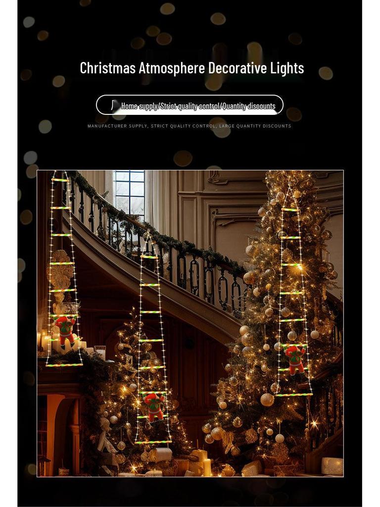 LED Santa Claus Climbing Ladder Hanging Lights - Waterproof Outdoor Christmas Decoration