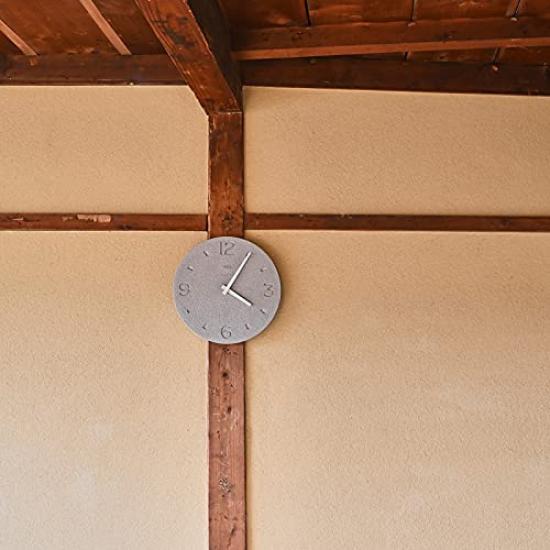 Lemnos Analog Wall Diatomaceous Diatomaceous Earth Clock Diameter Thickness 4cm Clock, Earth, Gray, (Scraped Finish), NY21-03GY, 28.5cm,