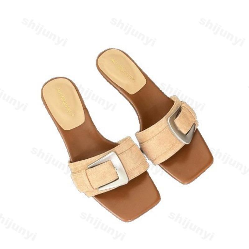 Fashion Square Headed Casual Slippers for Women 2025 Summer New Versatile Comfortable Outdoor Beach Shoes Fashion Elegant Design Sandals