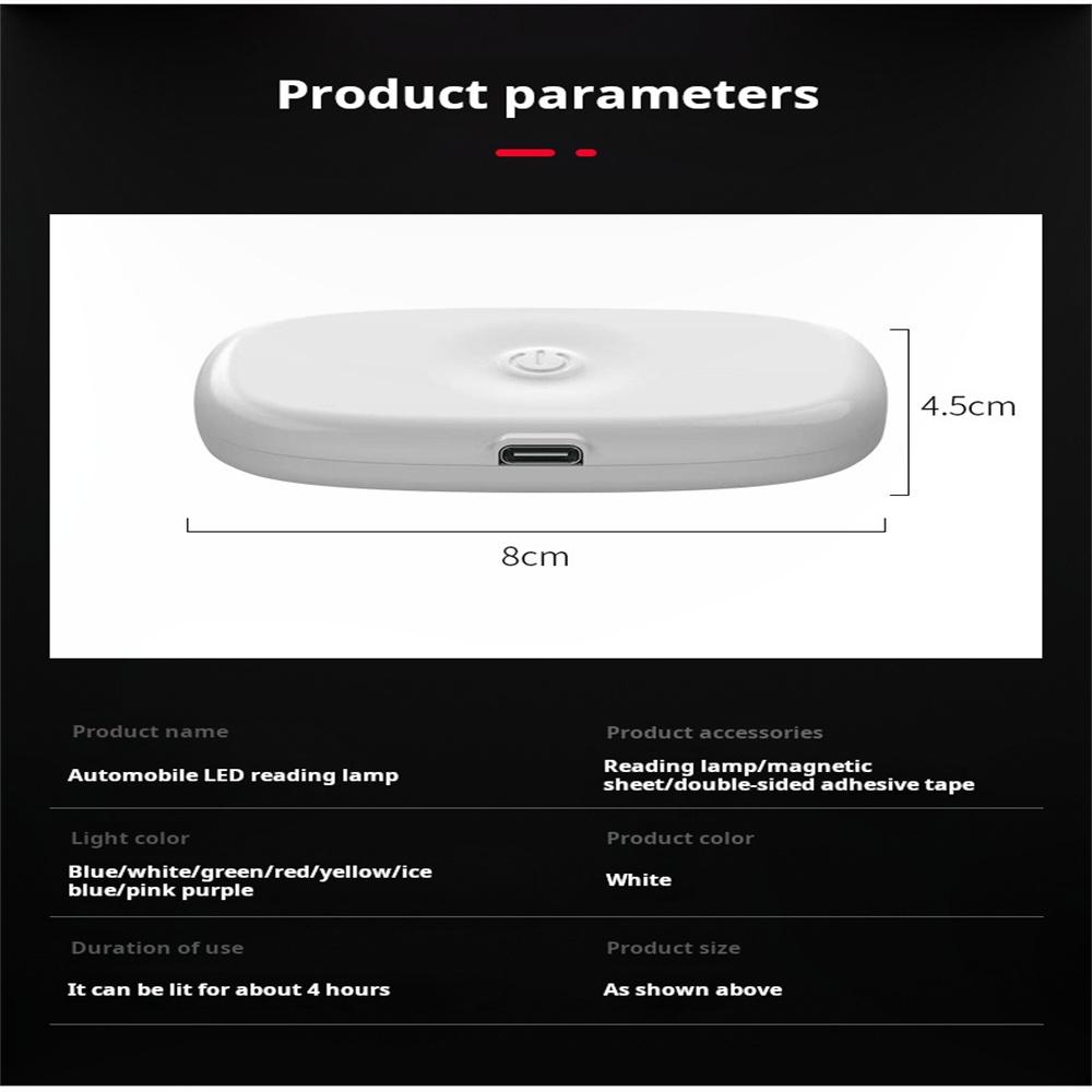 8LED Wireless Touch Light Car Interior USB Reading Light Rechargeable Magnetic Base Auto Roof Trunk Ceiling Lamp 5V
