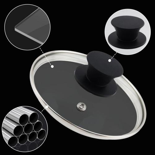 HEVSTIL Universal Lid for Pots, Pans, and Skillets, 6.5-inch/17cm Clear Glass Pot Lid with Heat-Resistant Silicone Handle