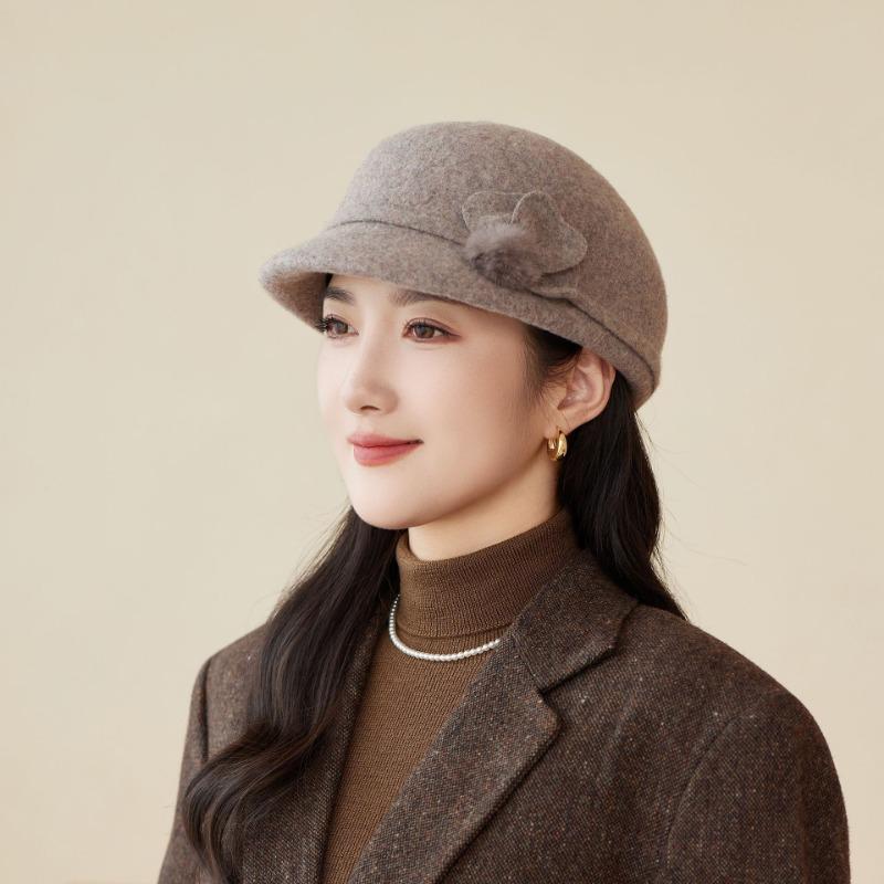 

Новая шерстяная шляпа элегантный темперамент в шляпе для пожилых осень и зима модная теплая шляпа-ведро M（56-58cm）