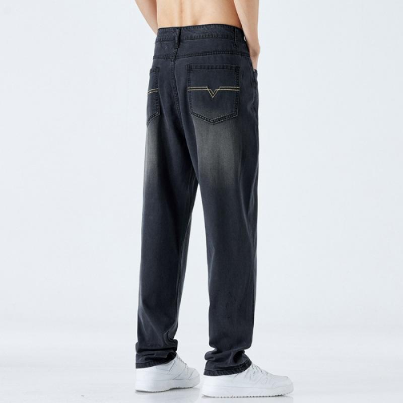 JYL Men's jeans retro wide pants wide straight daily fine washing USA