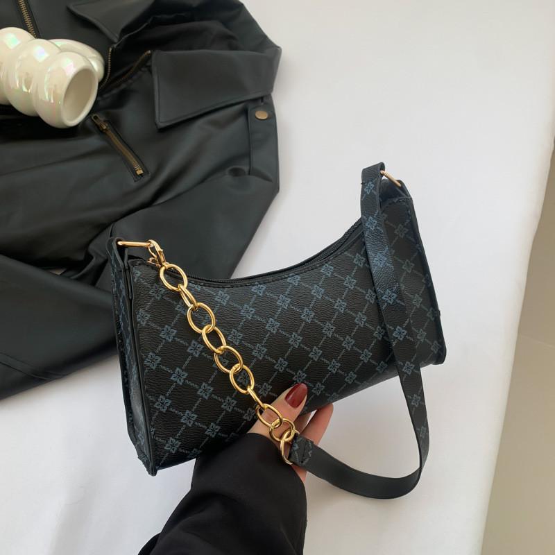 

2024 Spring New Fashion Minimalist Chain Bag Women s Shoulder Bag Armpit Bag Trendy Street Style Commuter Bag чорний
