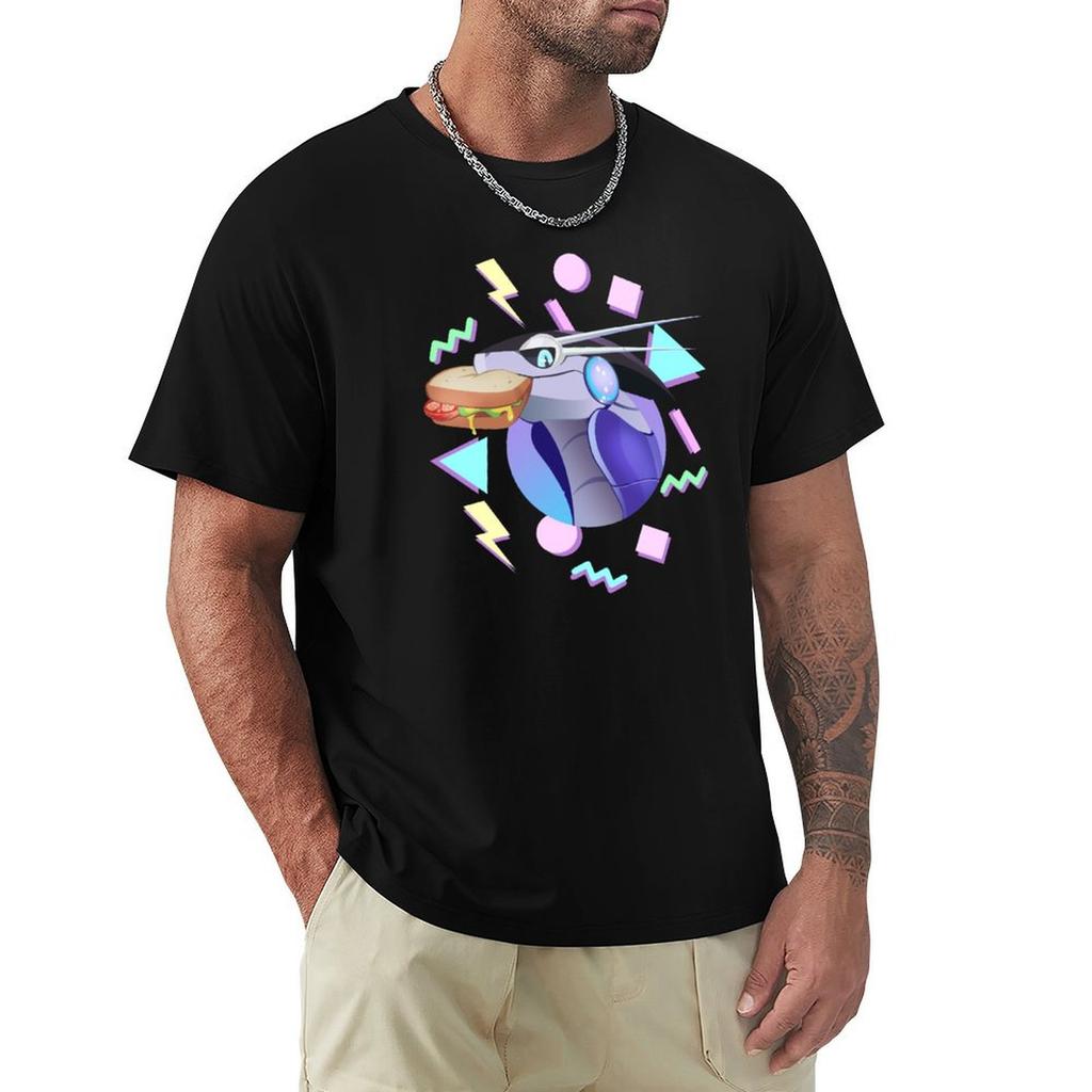 Robot And Sandwich Tshirt Stylish Graphic Short Sleeve Top