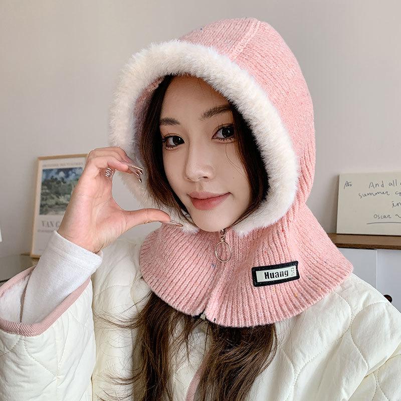 

Плащ, защита от ветра и холода, защита ушей, плюшевая подкладка, шарф, шапка-шлем, женская зимняя защита от ветра и холода, для езды на велосипеде и катания на лыжах cold-proof, warm and elastic.