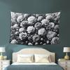 Florale Blume Wandteppich Aschgrauer Hintergrund Wandkunst Rosen Wandteppiche Pflanze Botanisch Natur Wandbehang Schwarz-Weiß Stil