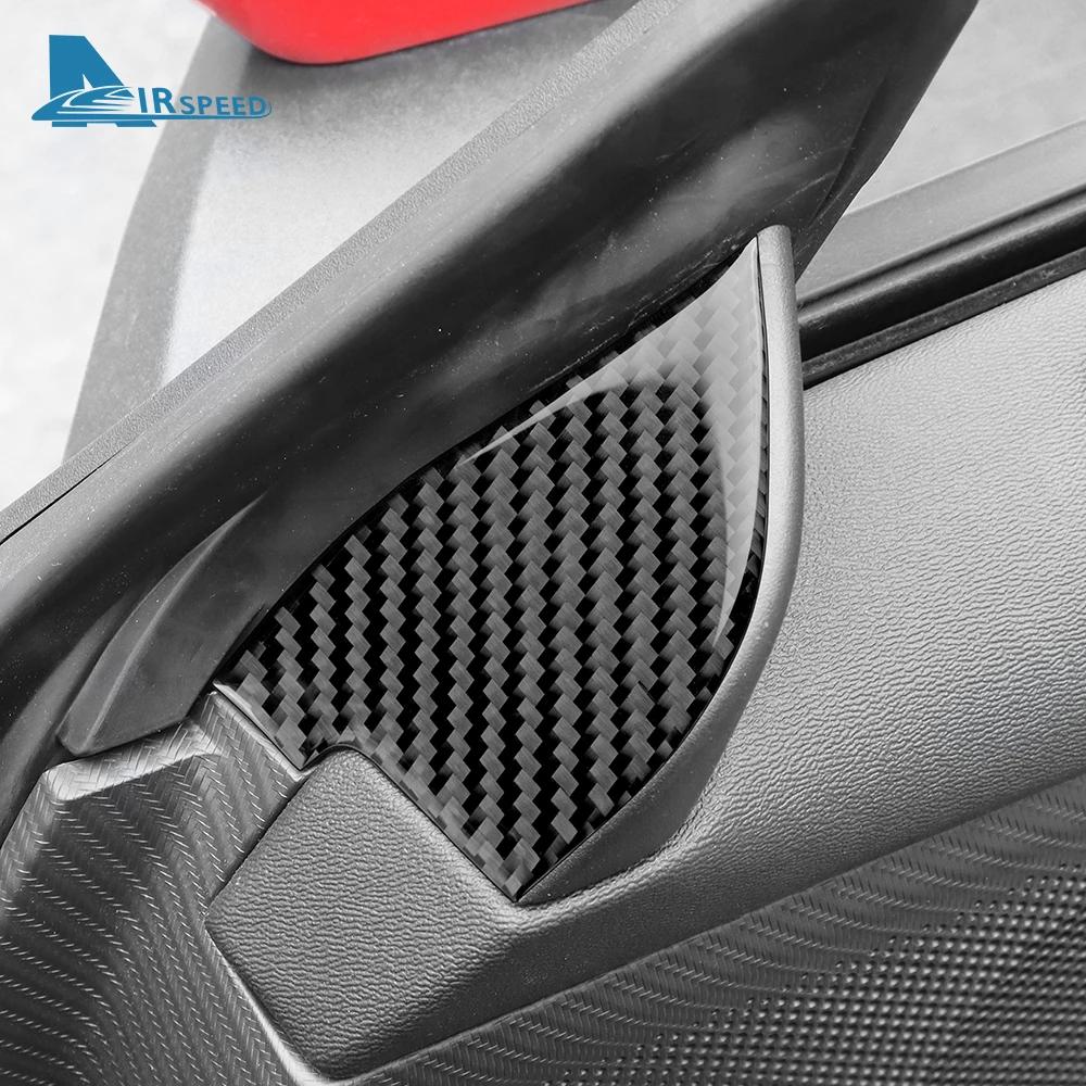 Real Soft Carbon Fiber Sticker For Ford Mustang GT Dark Horse EcoBoost 2024 2025 2026 LHD RHD Car Door Inner Triangle Panel Trim