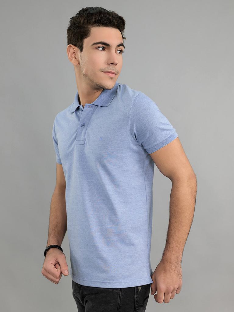 MONTE CARLO Men Regular Fit Light Blue Tshirt
