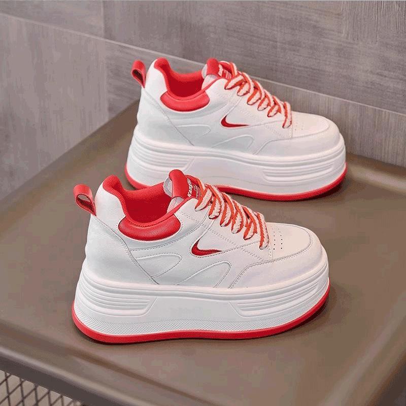 Small women's shoes autumn new inner height increase women's shoes platform muffin shoes casual white shoes