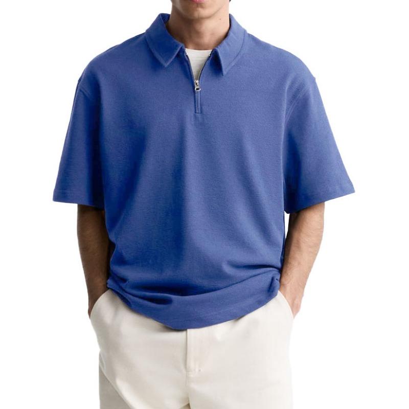 New Men's Casual Zipper Top Comfortable Breathable Lapel Polo Shirt