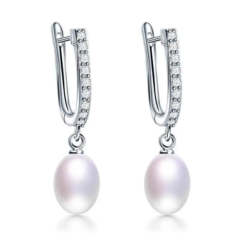 HENGSHENG 7-8mm Natural Freshwater Pearl Earrings for Women Jewelry Bohemian Drop Earrings for Wedding / Party / Daily
