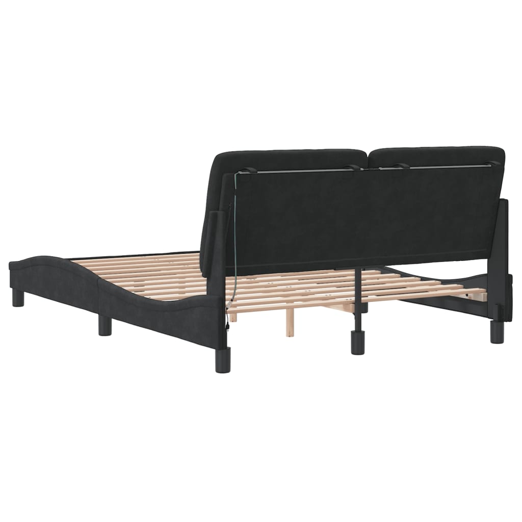 Bed Frame with LED Lights without Mattress Black 140x190 cm Velvet