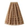 Falda halter de malla para mujer, falda larga plisada de sari de hadas, primavera y otoño