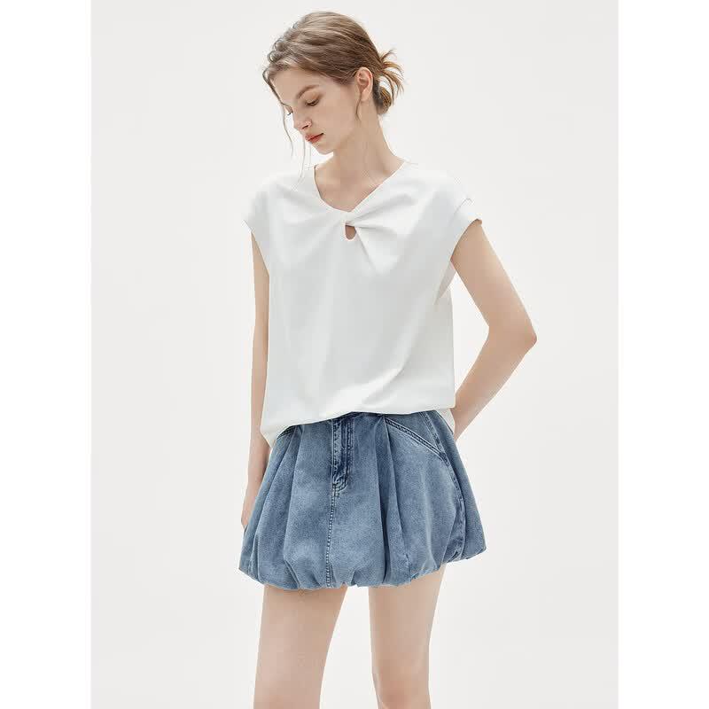 ELLE Women's Sleeveless Twist Knot T-shirt