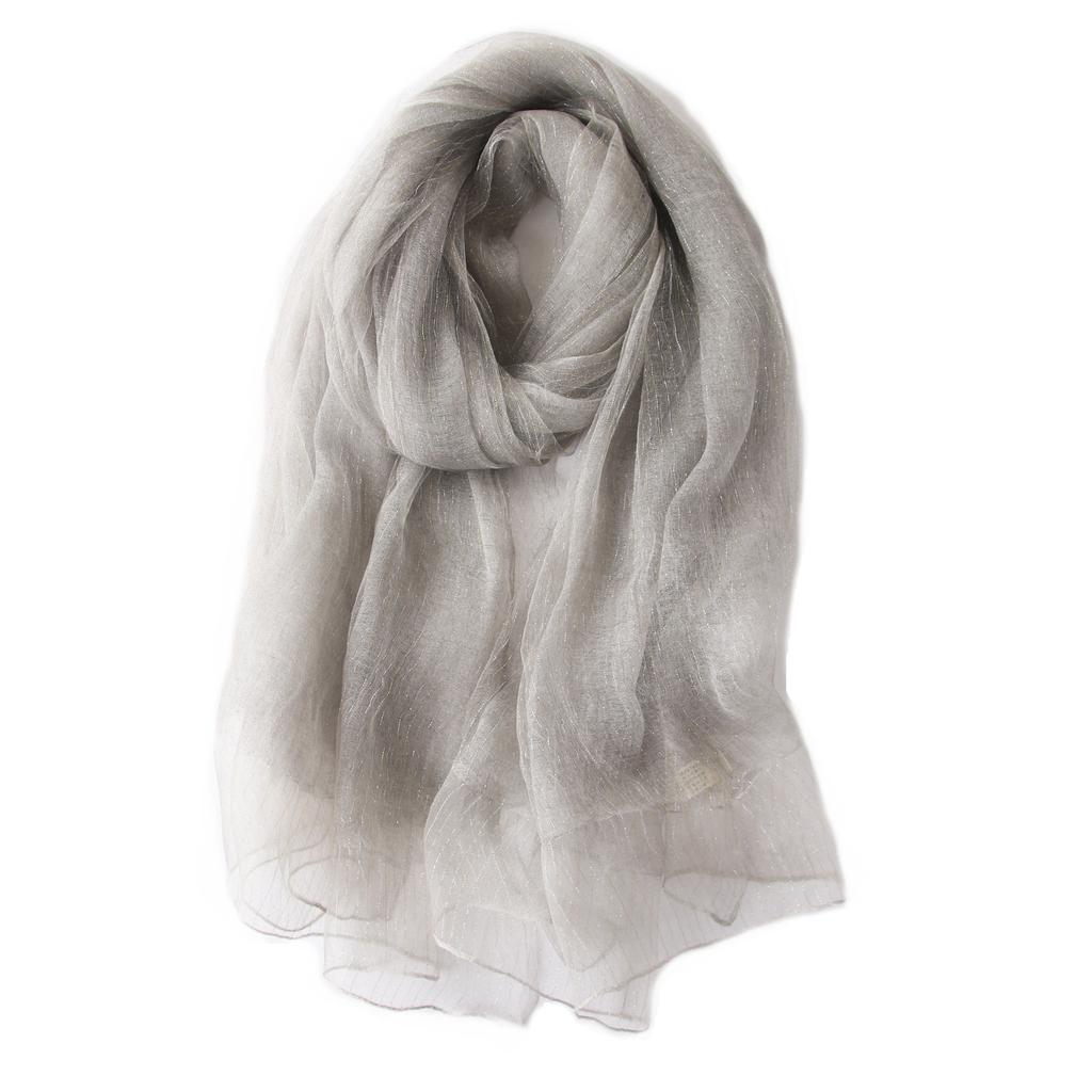 Shiny Gold Silk Double Layer Fluffy Tie-dye Scarf Silk Mulberry Linen Shawl Warm Fashion with Autumn and Winter Women