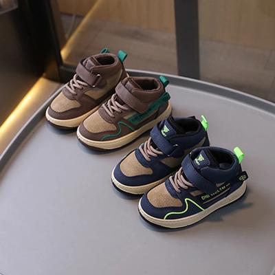 2024 Herbst Neue Kindersneaker High Top Mode Komfort Jungen Schuh Vielseitige Trendige Freizeitschuhe Basketball Sport Kinder Leinenschuh