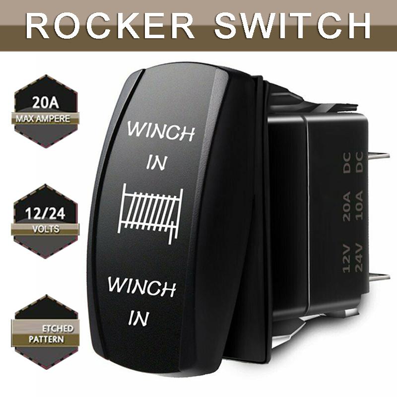 QUNQI STAR 7 pin Laser Backlit Momentary Rocker Switch WINCH IN/WINCH OUT 20A 12V LED Light Toggle Switch ON -OFF- Red ON QUNQI STAR 7 pin Laser Backlit Momentary Rocker Switch WINCH IN/WINCH OUT 20A 12V LED Light Toggle Switch ON -OFF- Red ON