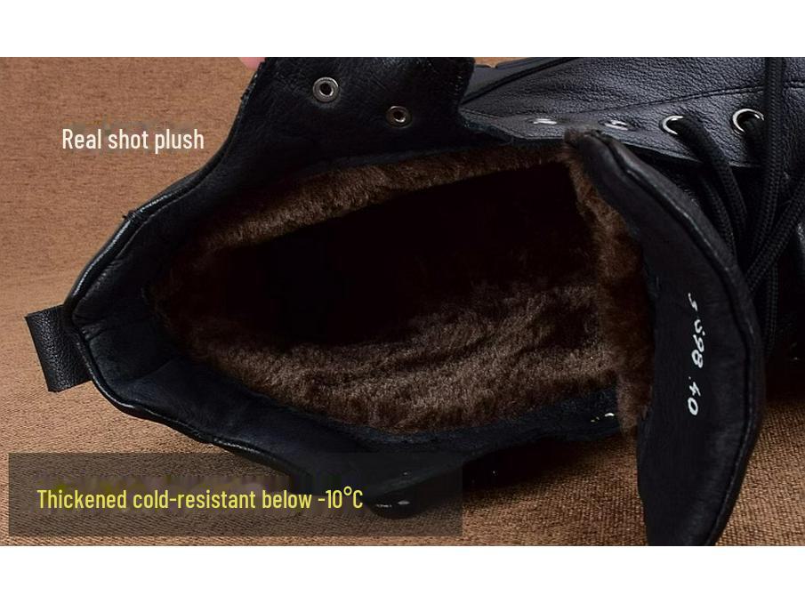 Pánské ležérní boty s vysokým svrškem z pravé kůže: Protiskluzové, Silná podrážka, Hřejivá sametová podšívka, Ideální na zimu a ven