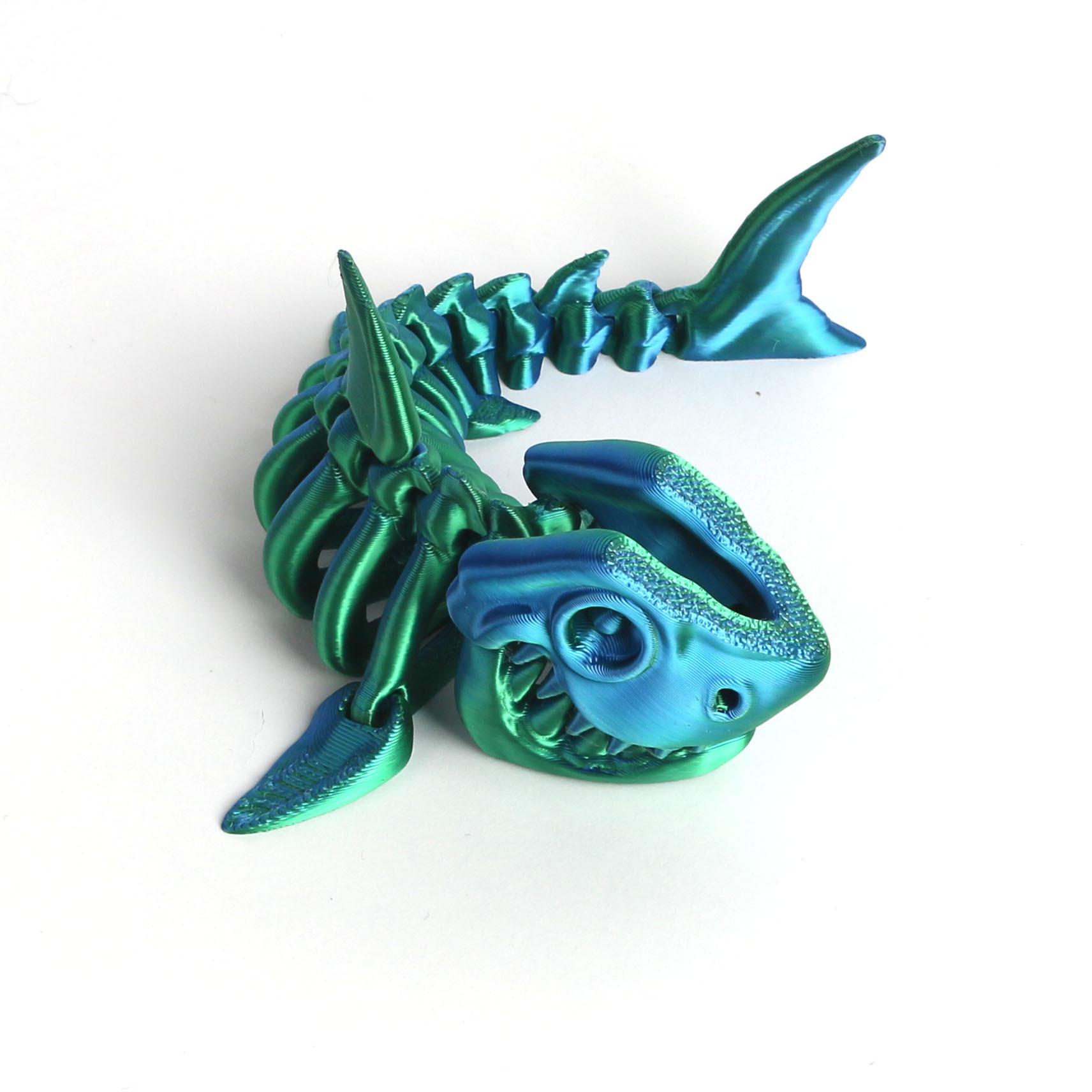 

15cm 3D Printed Toy Simulation Shark Skeleton Joints Movable Creative Ornament Kids Structural Toys Gift Halloween Decoration 15 cm