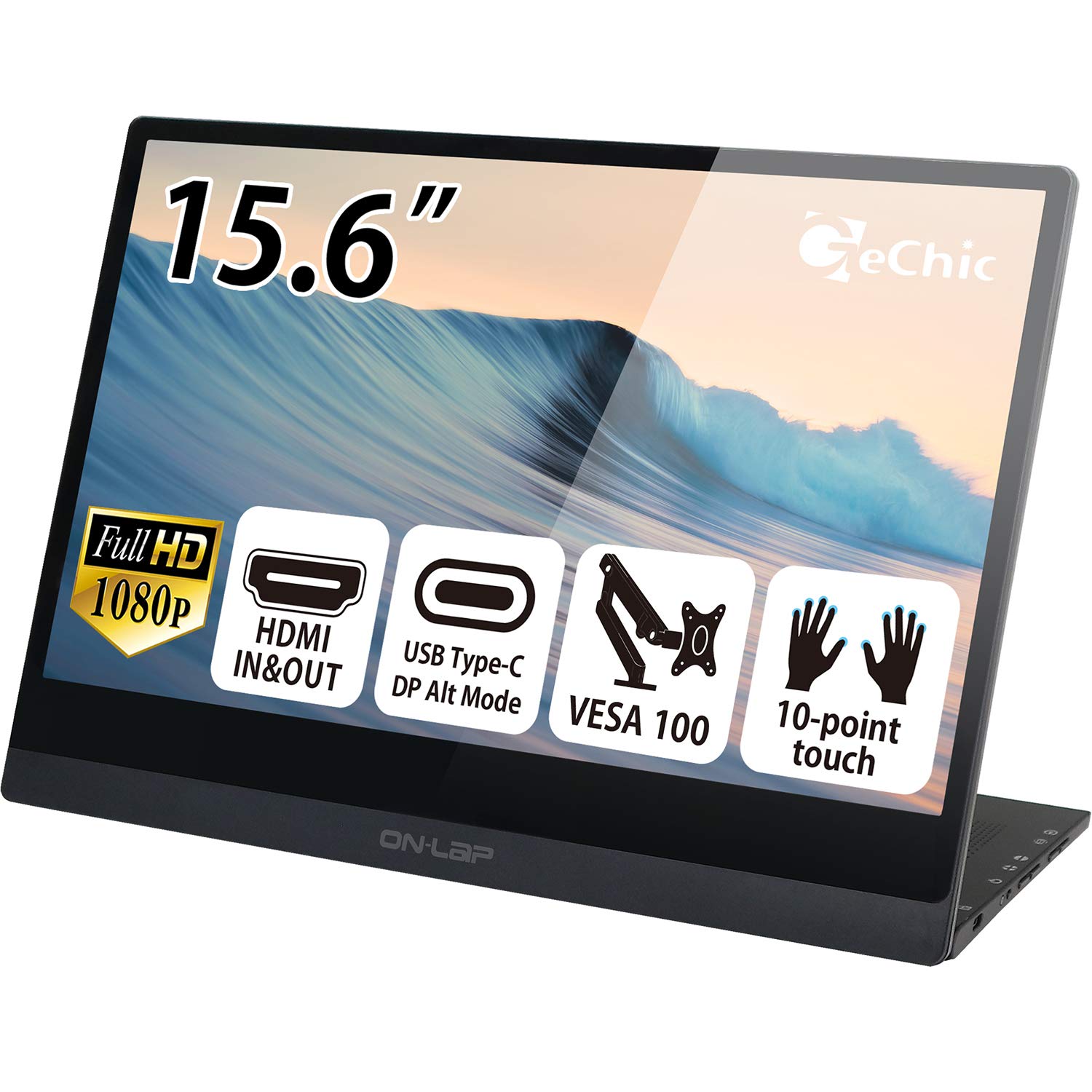 

GeChic Corporation GeChic Mobile Monitor M505T with Touch Panel inch Full HD LCD USB Hybrid Video Input HDMI Output IPS LCD Blue Light Reduction For чорний
