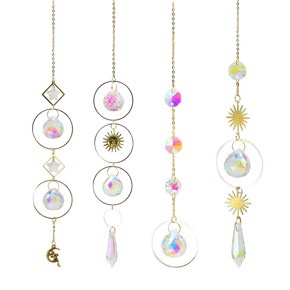 

Подвесной светильник Suncatcher Crystal, призмы для окон, радуга, винтажные колокольчики, солнце, луна, подвесной светильник, домашний сад, украшение для рукоделия