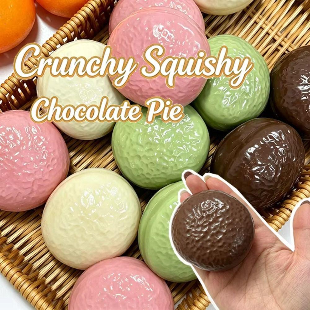 Finger Relax Crunchy Squeeze Toy Shapeable Sensory Fidget Ball Chocolate Pie Squishy Student