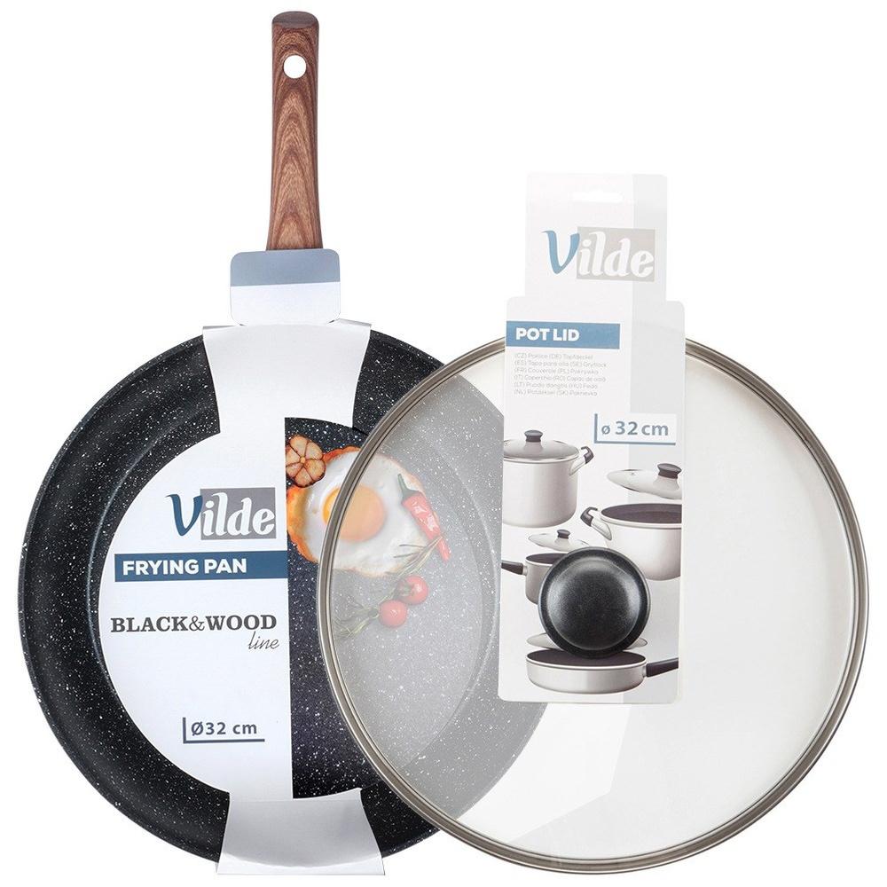 Granit-Pfanne mit Glasdeckel BLACK&WOOD 32 cm