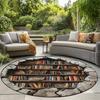 Bookshelf Round Rug - Non-Slip Washable Large Area Mat for Office, Living Room & Bedroom Decor