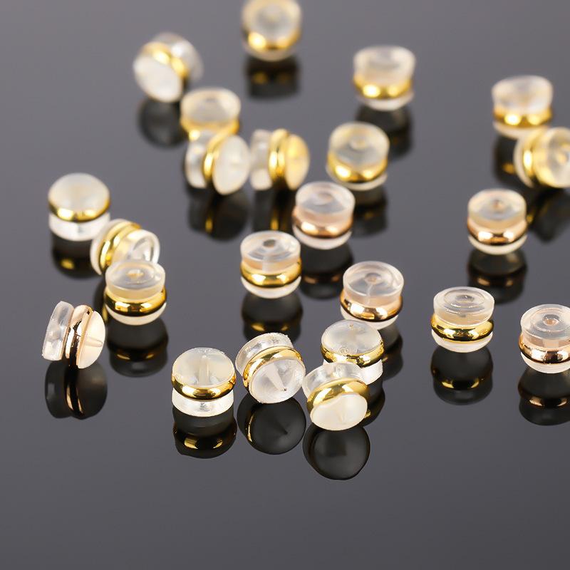 Transparente Kunststoff Ohr-Accessoires Anti-Fall Edelstahlring Ohrstecker Plugs Goldrand Hamburger Ohrstöpsel