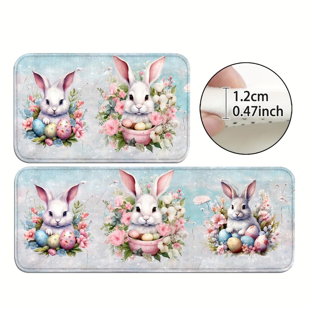 1Pcs Anti Fatigue Kitchen Rugs, Easter Print Waterproof Non-Slip Thick Cushioned Kitchen Mat Heavy Duty Comfort Standing Mat for Kitchen
