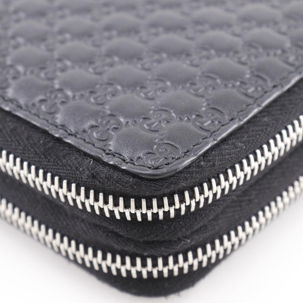 Gucci Travel Document Case Purse 449246 Micro Outlet Black Sima Leather Mens Used
