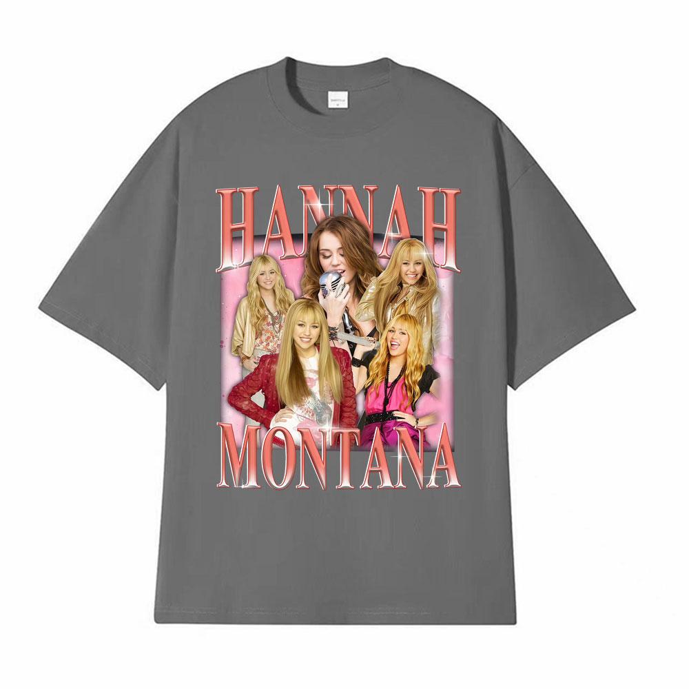 Hannah Montana Vintage 90s Graphic Tshirt Men Womens Clothing Aesthetic High Street T Shirts Pure Cotton Short Sleeve Tshirts