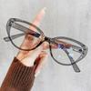 Women'S Retro Cat Eye Glasses Frame - TR Material Anti-Blue Light Lenses Metal Hinges