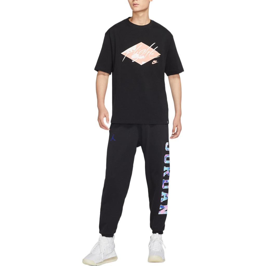 Jordan Colorful Print Logo Joggers Knit Sweatpants Men Bottoms Black DX6300-010