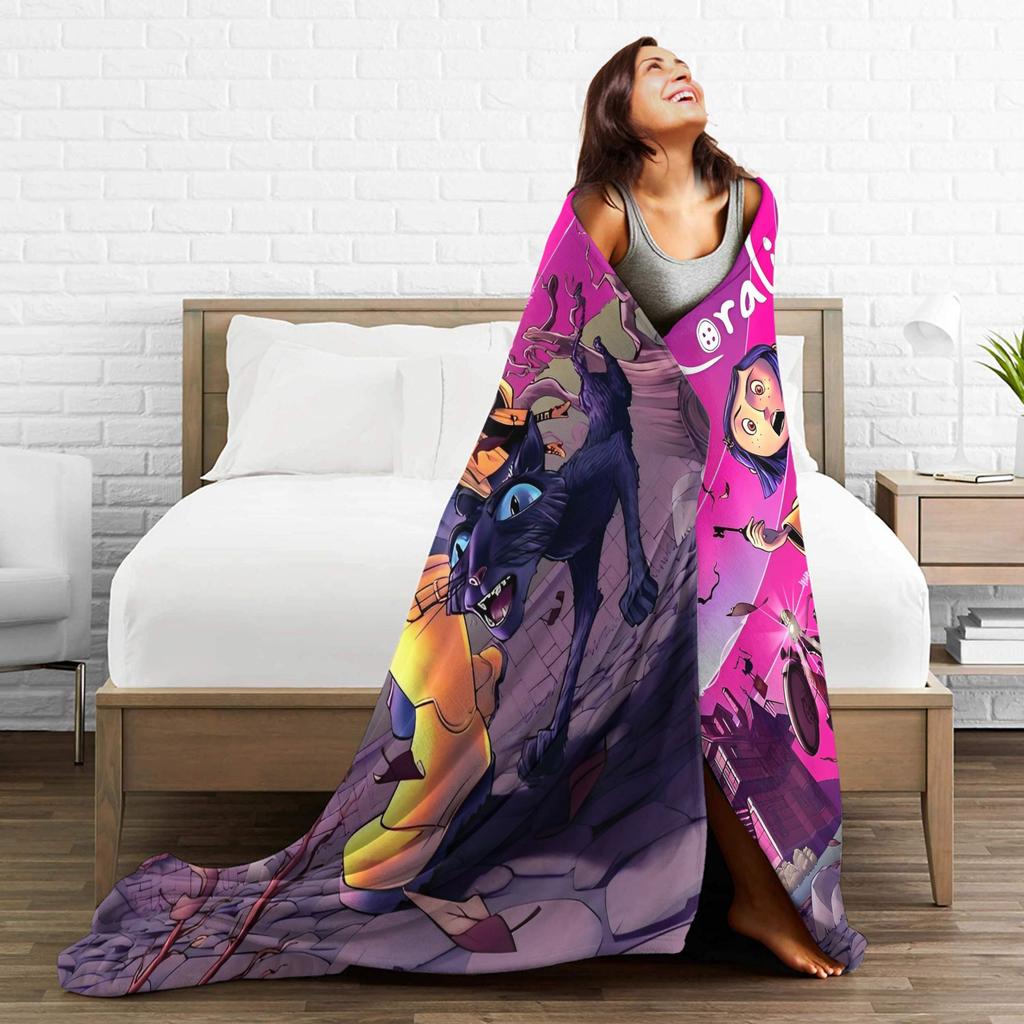 Coralines Plush Blanket Children  Flannel Throw Blanket For Couch Chair Warm Soft Custom DIY Quality Bedspread Birthday Gift