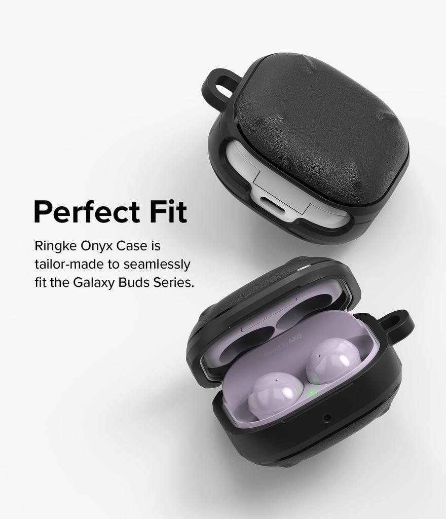 Ringke Galaxy Buds FE/Buds 2 Pro/Buds 2/Buds Live/Buds Pro Case, ONYX TPU, Shockproof Protection, Wireless Charging (Carabiner Included) - Black