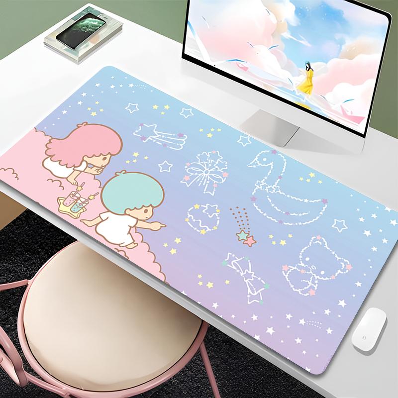 Mauspad Lockedge Großes Gaming-Zubehör Little Twin Star Rand Weißer Computer-Gamer-Tastatur-Mausmatte Schreibtisch-Mauspad Für Geschenk