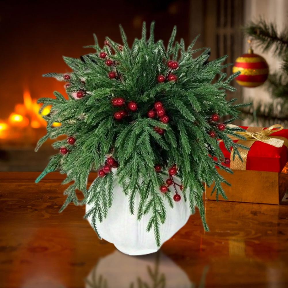 

Set of 20 Norfolk Pine Branches with Red Berries Artificial 128 Inch Stems for DIY Wreaths and Table Centerpieces China Mainland