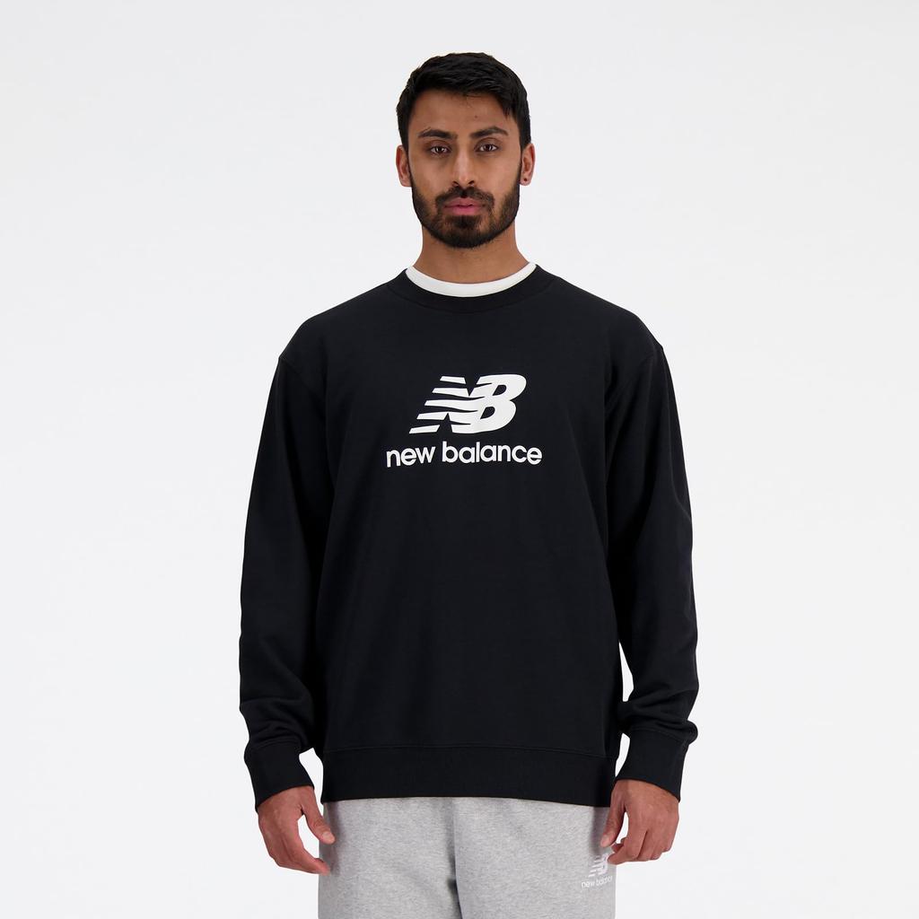 New Balance Stacked Logo Crew Sweatshirt Size XL Men's (MT41500) Black,