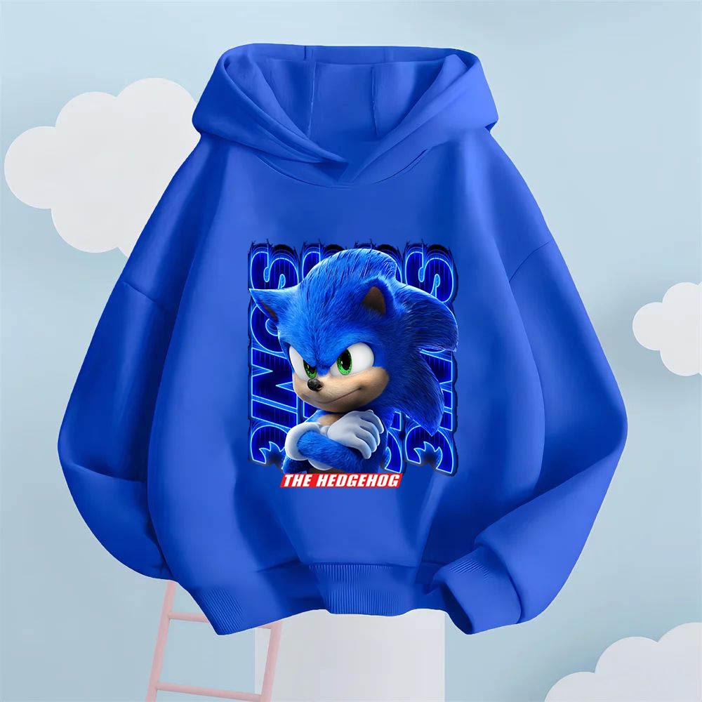 Full of Trendy Coolness! Sonic Dynamic Printed Kids' Hoodie, Let Children Become Energetic Street Cute and Cool Fashionistas