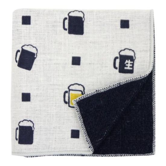 Hamamonyo Japanese Towel Draft Beer in a Mug Navy Semi-Wash (Towel Handkerchief)