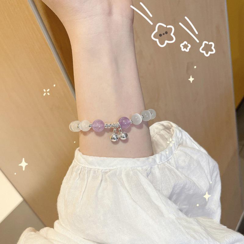 Xiaohongshu Style Soft Gradient Pink Bracelet for Students: Ice Transparent Finger Wrap Around Beads - Perfect for Gifting Besties.