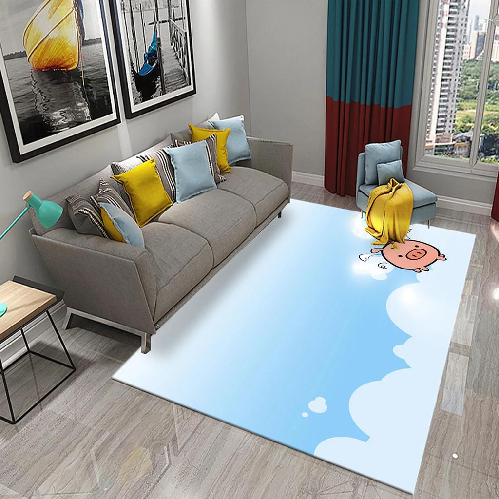 Cute Cartoon Pig Carpet Lovely Animal Floor Mat for Bathroom Decor Carpet Non-Slip for Living Room Kitchen Bedroom Doormat Mats