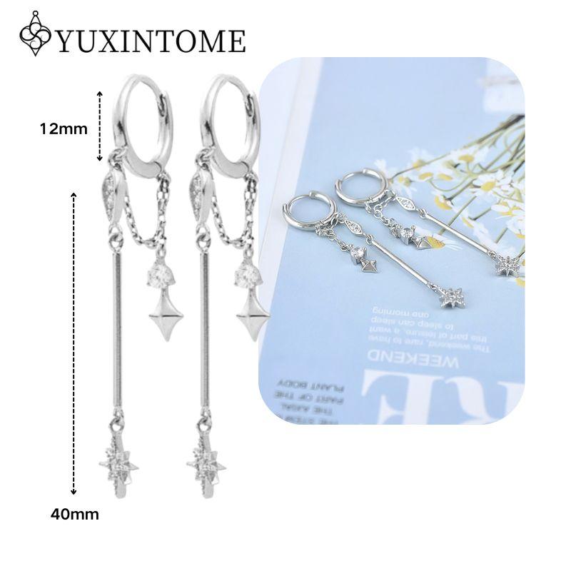 925 Silver Ear Needle Crystal White Zircon Silver Series Tassel Drop Earrings Luxury Fashion Party Jewelry Accessories