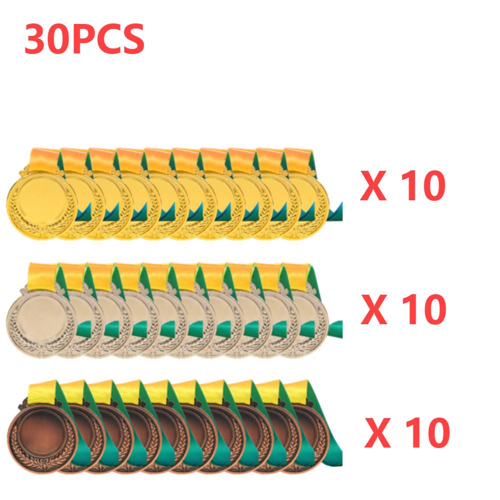 

1-30 шт. Золотые, серебряные, бронзовые наградные медали с шейной лентой, награда победителю футбольного соревнования, призы, сувенирная памятная медаль