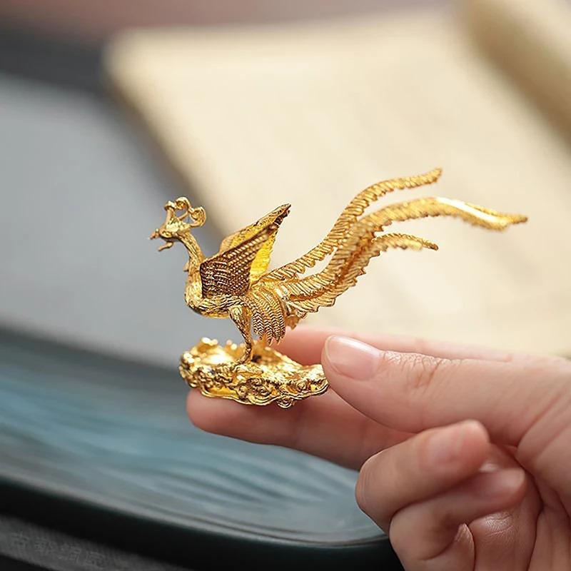 1pc Lucky Spread Wings And Step On The Clouds Phoenix Figurine Ornament Home Decoration Good Luck Phoenix Nird Statue